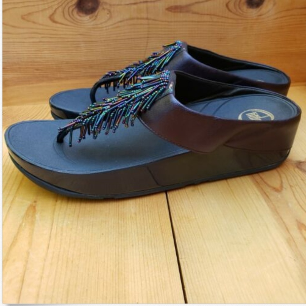 Fit Flop 10 Cha Cha Beaded Fringe Filp flop sandal